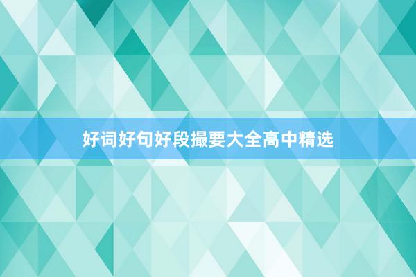 好词好句好段撮要大全高中精选